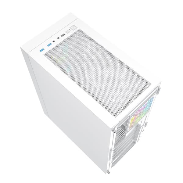 Gembird Fornax 4000W ARGB gaming ATX datorchassi, Midi Tower, bakgrundsbelysning, Vit
