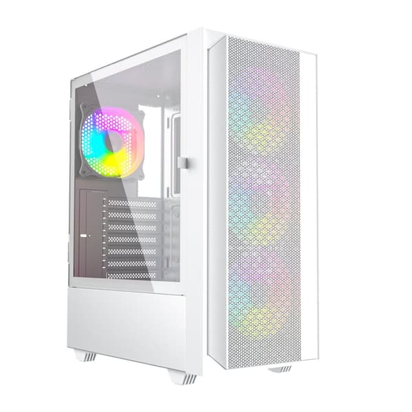 Gembird Fornax 4000W ARGB gaming ATX datorchassi, Midi Tower, bakgrundsbelysning, Vit Svart