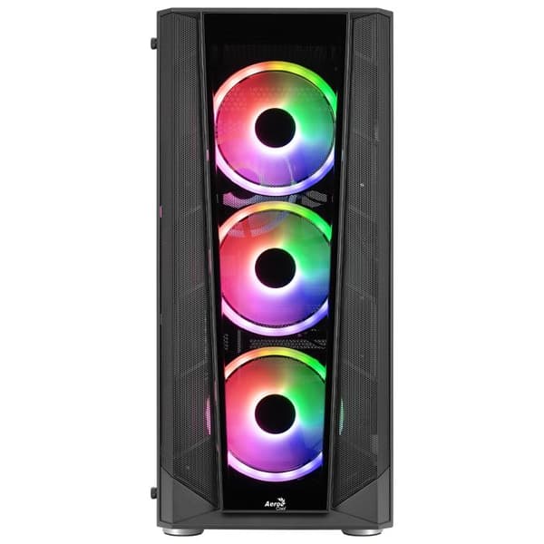 PC Chassi ATX - Aerocool - PRISMBKV3 - 4 ARGB Fläktar - Härdat Glas - Svart Svart