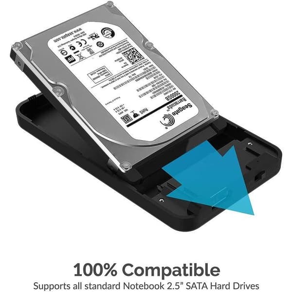 Sabrent USB 3.0 SATA 2,5 tum. Verktygsfri hårddisk för extern enhet {Optimal för SSD, fäste