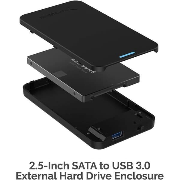 Sabrent USB 3.0 SATA 2,5 tum. Verktygsfri hårddisk för extern enhet {Optimal för SSD, fäste