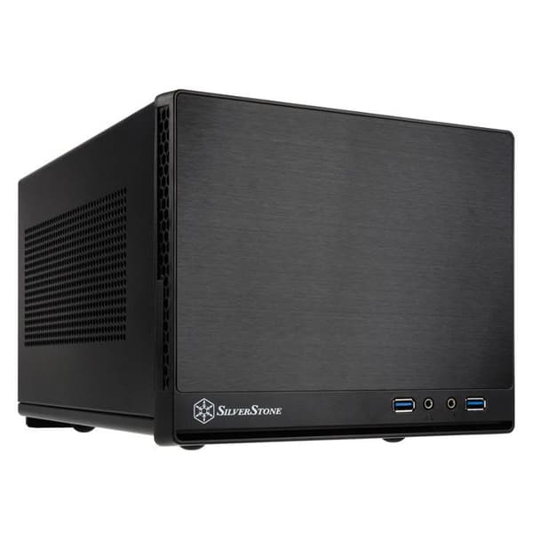 SilverStone SST-SG13B-Q Svart Mini-ITX Compact Cube PC-fodral - sidoventilation i metallnät