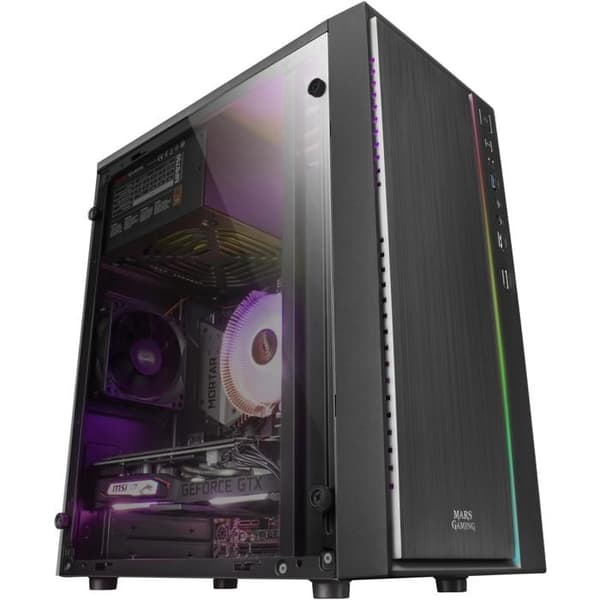 Mars Gaming Mars Gaming MCM RGB Mini Tower Micro ATX-fodral med glaspanel (svart)