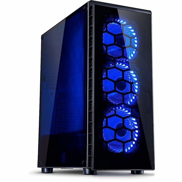 Inter-Tech CXC2 ATX Tower PC-fodral - 5 interna fack - Kabelhanteringssystem - Blå LED