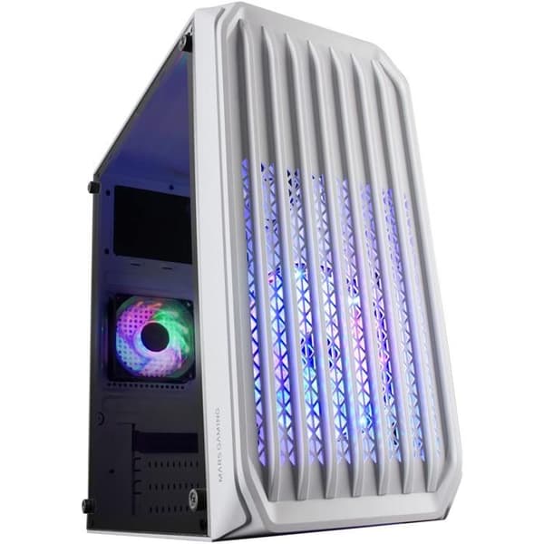 Mars Gaming MC-S2 RGB Mini Tower Micro ATX PC-fodral med glaspanel - vit - TU Vit
