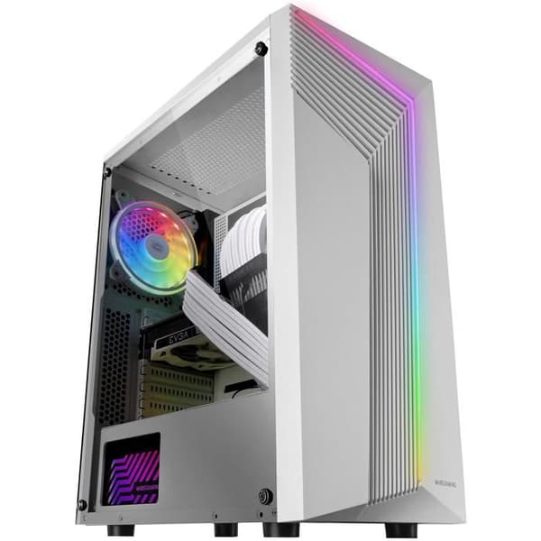 ATX Fodral Mars Gaming MC-X7 Blanco Caja PC Gaming ATX Frontal ARGB Ventilator 12cm RGB Ventana Lateral Completa