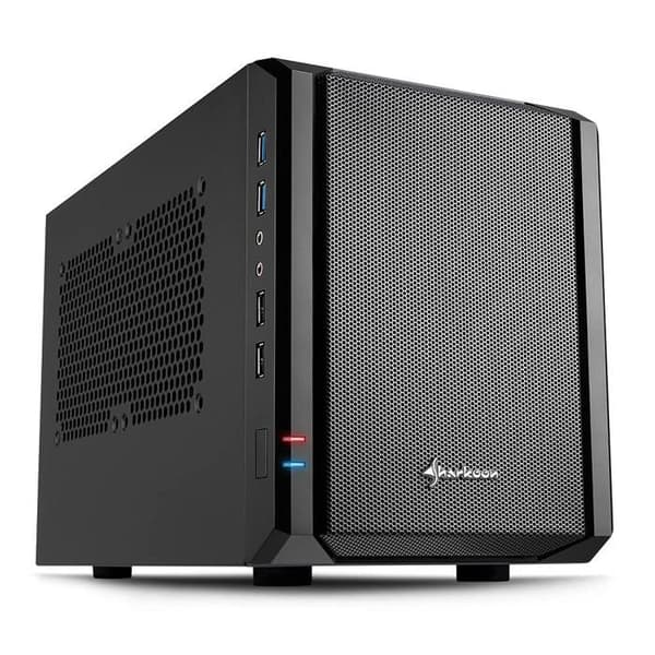 Mini-tornhus - SHARKOON - QB One ITX - Svart - Glaspaneler - 2 interna fack