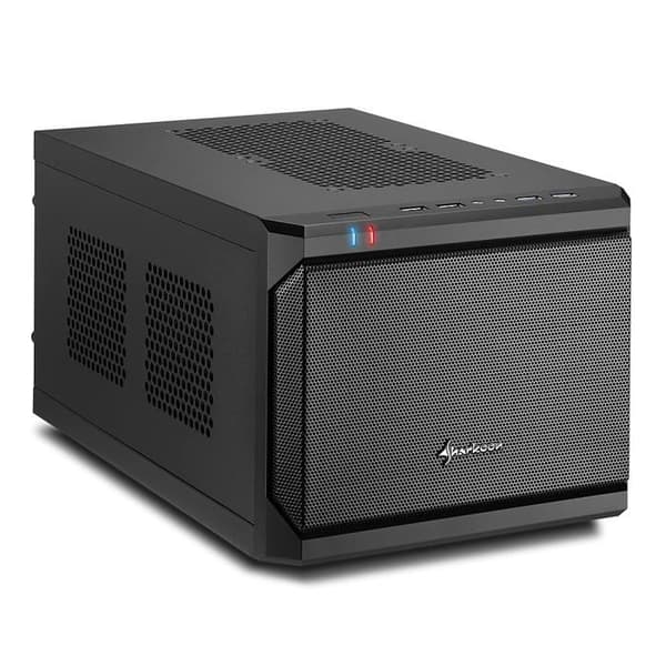 Mini-tornhus - SHARKOON - QB One ITX - Svart - Glaspaneler - 2 interna fack