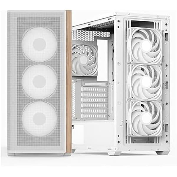 AeroCool Tornbyggnad D501A, front i diffus trämesh, stöd för 360 mm radiator, 11 platser