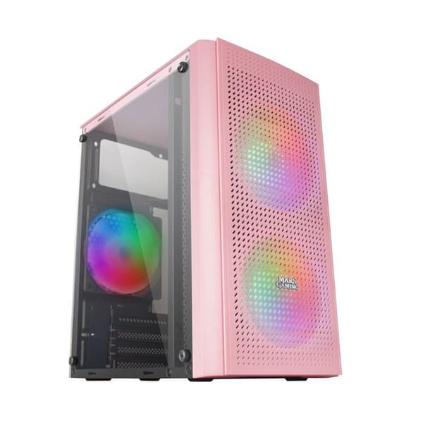 Mikro ATX PC-chassi - Mars Gaming - MC300 Rosa - Härdat Glas - 3 FRGB-fläktar - Total-Mesh