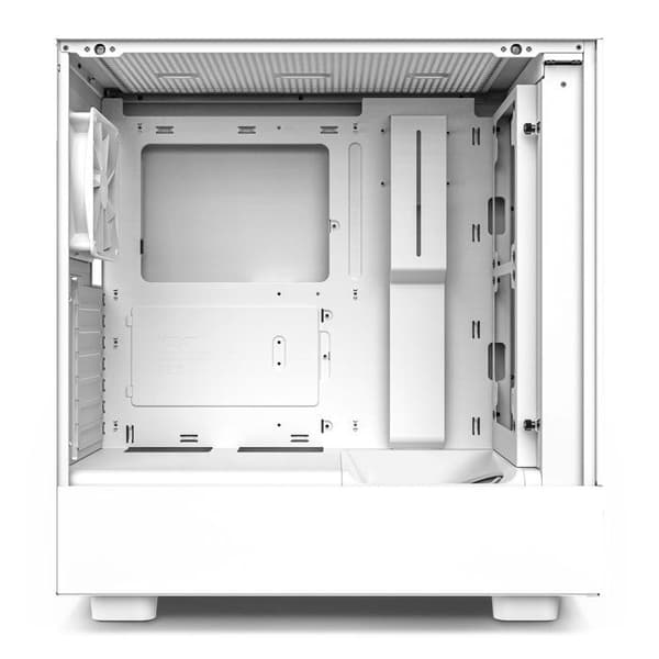 PC-chassi - NZXT - H5 Flow - Vit - Härdat glas-panel - Optimerad luftflöde - Kompatibel E ATX
