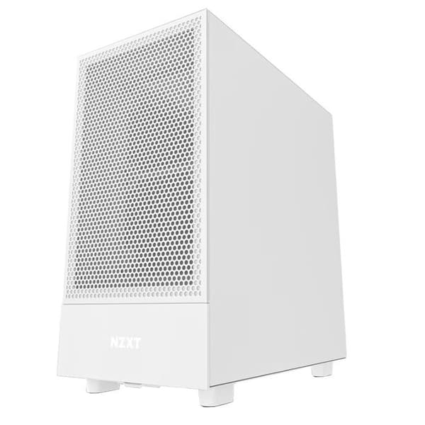 PC-chassi - NZXT - H5 Flow - Vit - Härdat glas-panel - Optimerad luftflöde - Kompatibel E ATX