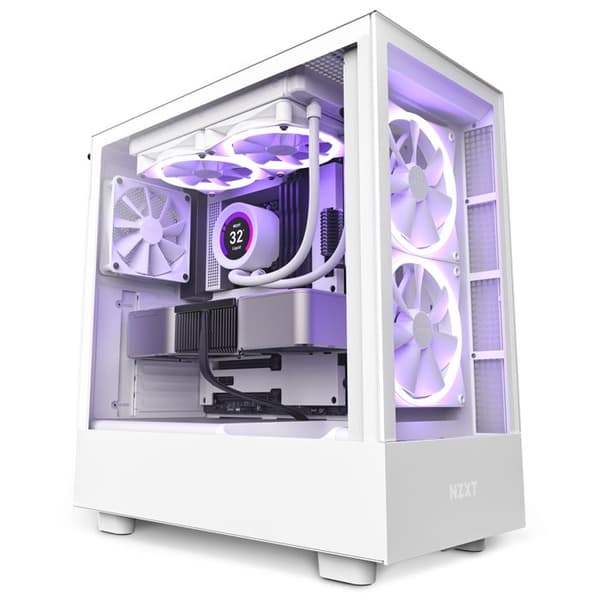 PC-chassi - NZXT - H5 Elite - Vit - Härdat glas - Integrerad RGB - Optimerad prestanda