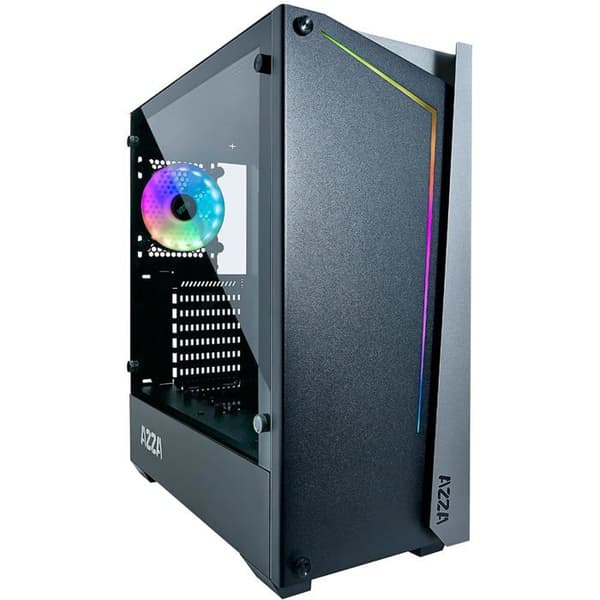 Mellanstort ATX-chassi - Azza - Apollo RGB - Glaspanel - Svart/grå - Gaming Svart, Transparent