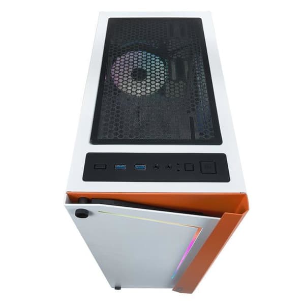 Chassi Medium Tower ATX - Azza - Apollo RGB - Glaspanel - Vit/Orange - Hög Prestanda