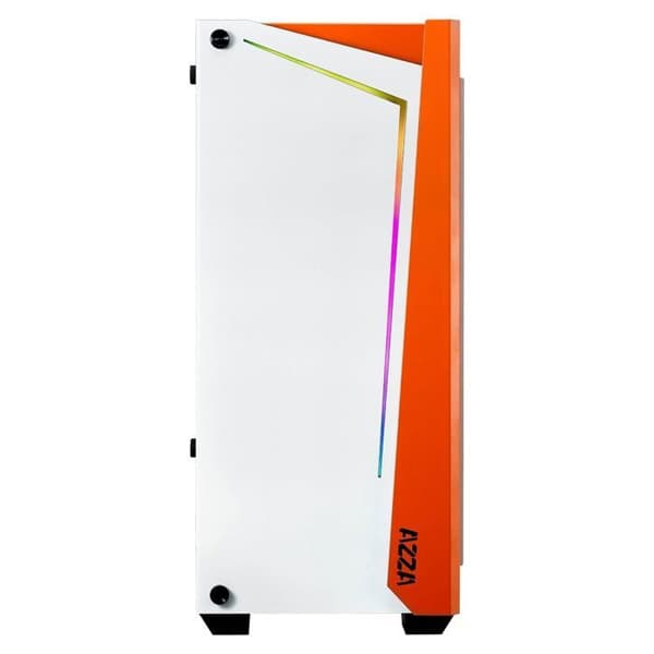 Chassi Medium Tower ATX - Azza - Apollo RGB - Glaspanel - Vit/Orange - Hög Prestanda