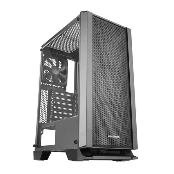 Mars Gaming MC-MASTER, svart ATX PC-fodral, metallnätfrontpanel, härdat glas, 4 ultratysta 120 mm fläktar Svart