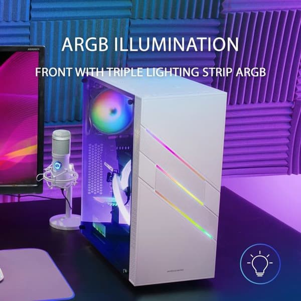Mars Gaming Mc-U3 ARGB Semi-Tower ATX Fodral Vit