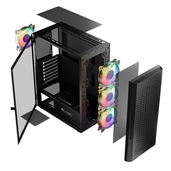 PC-chassi - sidopaneler Logic - AT-ARAMIS-10-0000000-0002 - ARAMIS ARGB MINIDI USB-3.0-chassi svart ()