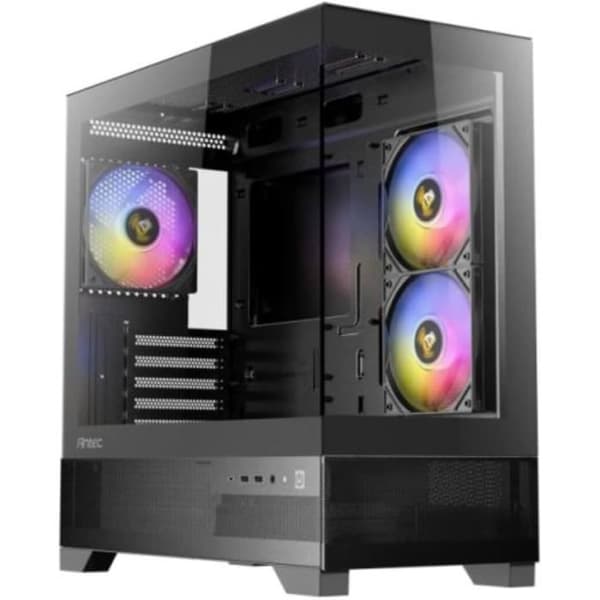 Antec CX500M Chassi MicroATX Svart Tempererat Glas USB-C ARGB för PC Gaming