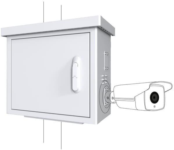Lanview Midi Radius CCTV-box för 4 kameror, stolpmontering, 600x300x550mm - Vit, RCCTV002