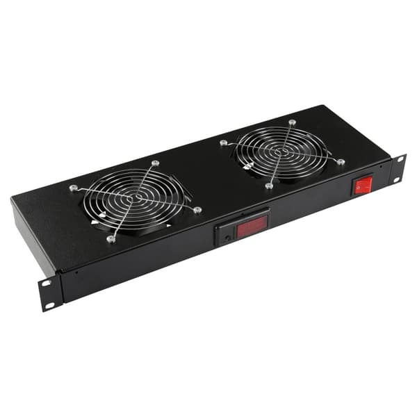 Lanview 2 tuuletinta, digitaalinen termostaattituuletinmoduuli räkkiin 1U, RAF300BL