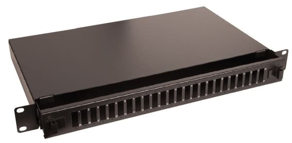 Lanview 19" 1U 24-ports fiberoptisk patchpanel til SC Duplex/LC Quad-stik, LVO231552 Sort