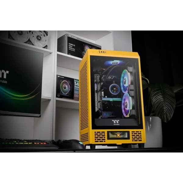 PC-chassi - THERMALTAKE - The Tower 200 Bumblebee - Mini ITX - Nvidia GeForce RTX 3090 - Vertikaldesign