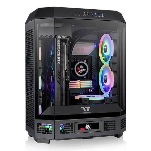 Thermaltake The Tower 600 Chassi PC Gaming ATX Midi Tower Svart Tempererat Glas RGB Svart
