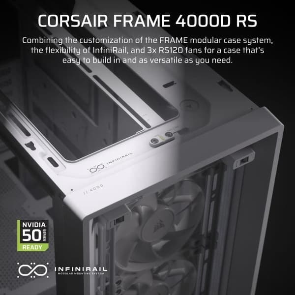 PC-chassi - CORSAIR - FRAME 4000D RS - Mid-tower - Vit - CC-9011313-WW
