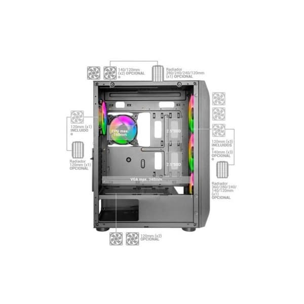 Mars Gaming MC-KX ARGB Härdat Glas USB 3.0 Svart