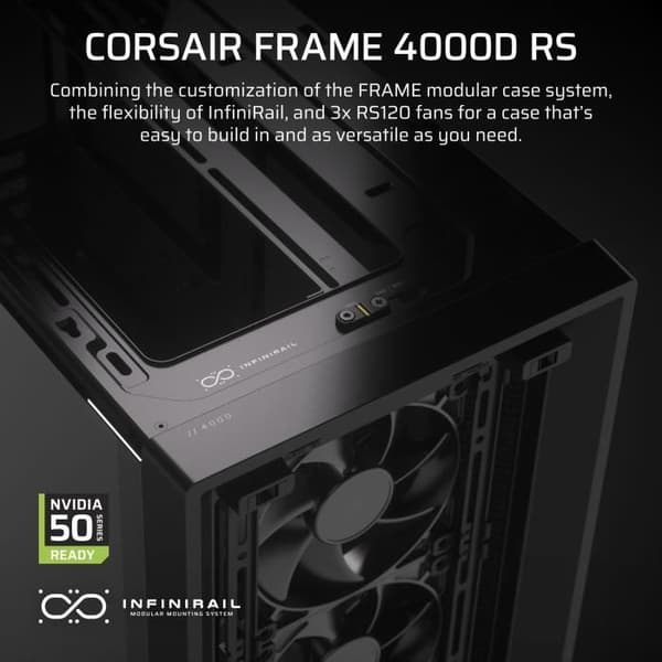 PC-chassi - CORSAIR - FRAME 4000D RS - Midhöjd - Svart - CC-9011312-WW