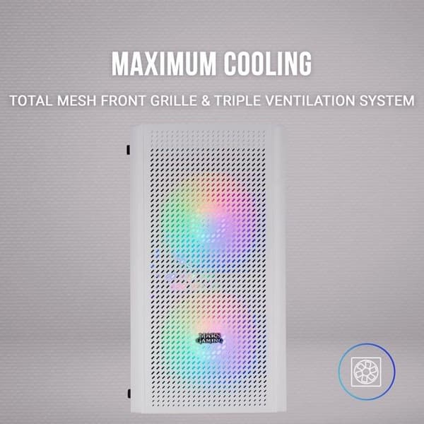 PC-chassi Micro ATX - Mars Gaming - MC300 Vit - Härdat Glas - 3 FRGB Fläktar - Total-Mesh