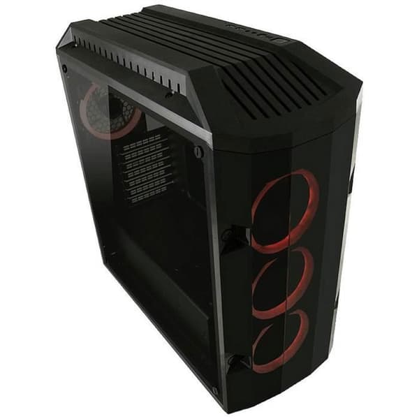LC Power LC-998B-ON svart spelfodral med 4 förinstallerade LED-fläktar Svart, Transparent