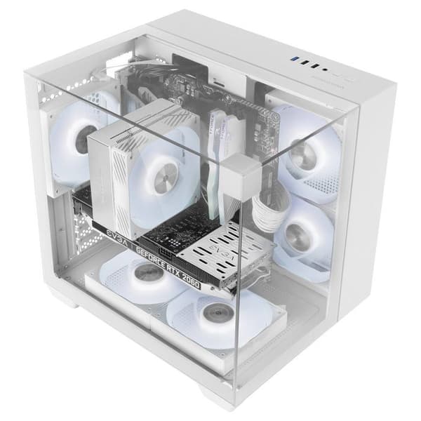Gaming Chassi - Mars Gaming - MC-VISIONM - MicroATX - Vattenkylning 240mm - Tredubbel Härdat Glas Vit