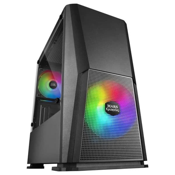 Mars Gaming MCONE, MicroATX Gamer Case, 2X 120mm fläktar, RGB + Grid Svart
