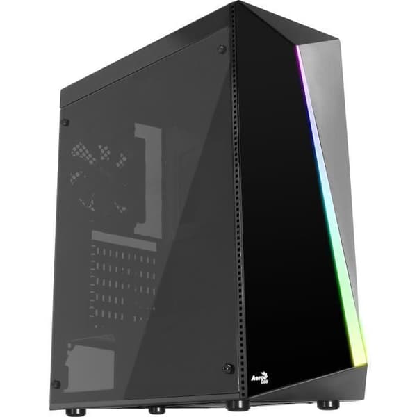 AEROCOOL CASE PC Shard - Medium Tower - Svart - Transparent akryl sidodörr - ATX-format (ACCM-PV14012.11) Svart