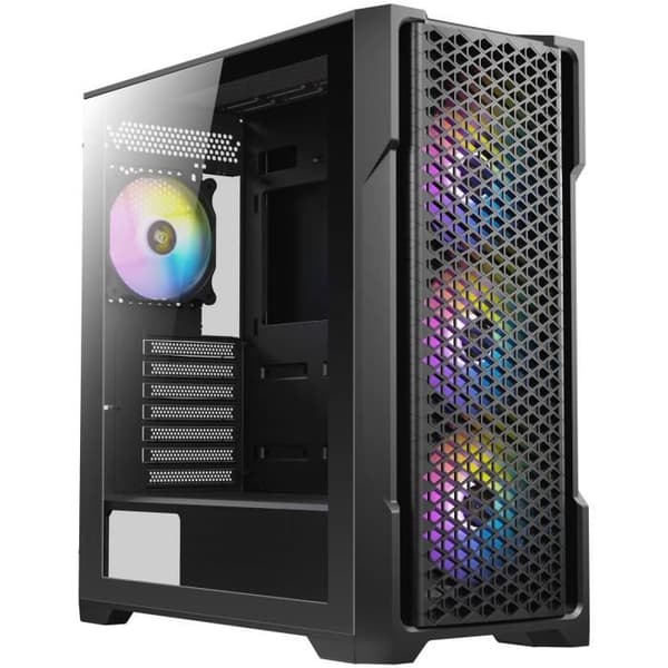 Antec AX65 Chassi Mid-Tower ATX med 4 ARGB-fläktar, Härdat Glas och Mesh-design Svart