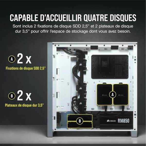 CORSAIR 4000D Airflow PC-fodral - Mid Tower - Härdat glas - Vit (CC9011201WW)