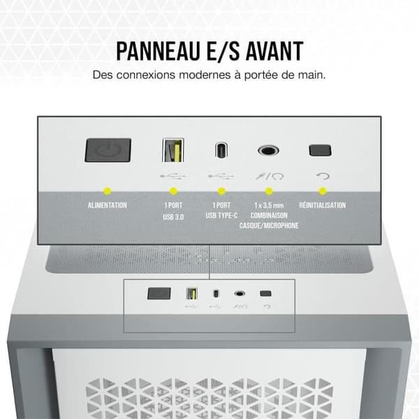 CORSAIR 4000D Airflow PC-fodral - Mid Tower - Härdat glas - Vit (CC9011201WW)