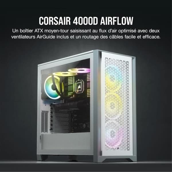 CORSAIR 4000D Airflow PC-fodral - Mid Tower - Härdat glas - Vit (CC9011201WW)