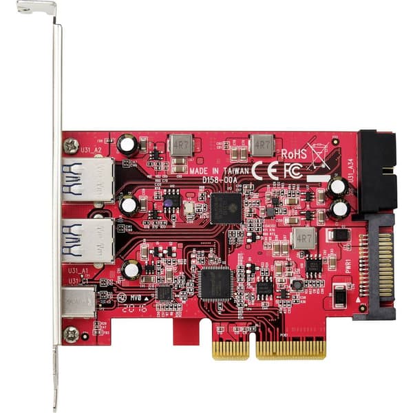 Renkforce 1+4 Port USB 3.1 kontrollerkort USB 3.2 Gen 2 PCIe x4