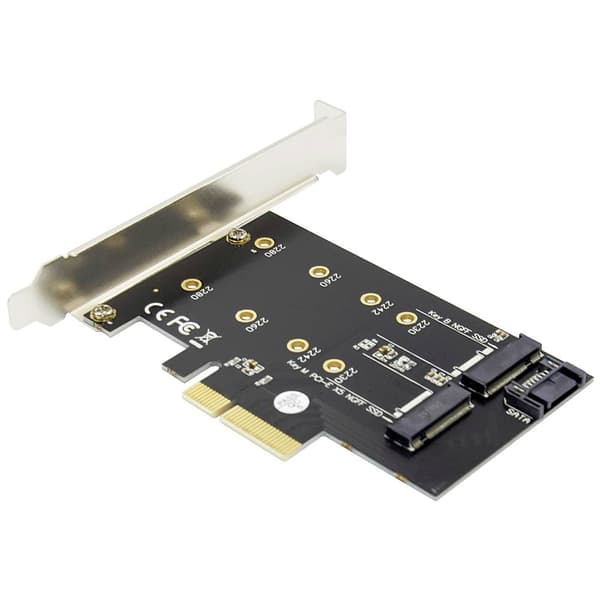 Digitus DS-33170 2+1 Port M.2-kontroller PCIe Passar till: 2230, 2242, 2260, 2280 inkl. Low-Profile fäste