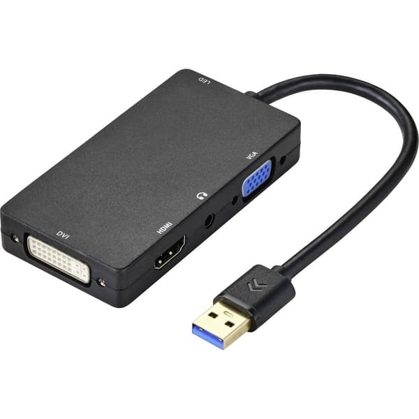 Renkforce Externt grafikkort USB 3.2 Gen 1 HDMI, DVI, VGA