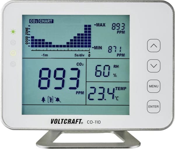 VOLTCRAFT CO-110 koldioxidmätare 0 - 5000 ppm med datalogger