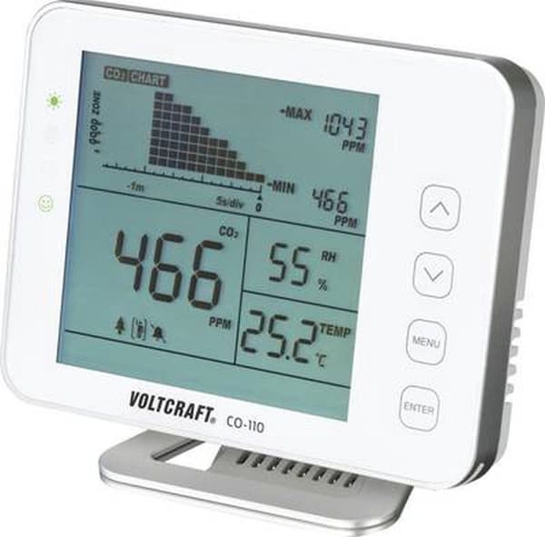 VOLTCRAFT CO-110 koldioxidmätare 0 - 5000 ppm med datalogger