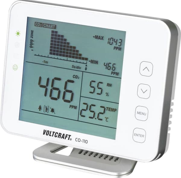 VOLTCRAFT CO-110 hiilidioksidimittari 0 - 5000 ppm Dataloggerilla