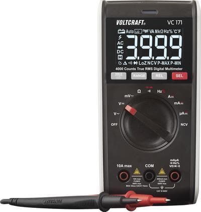 VOLTCRAFT VC171 håndholdt multimeter digital CAT III 600 V-skærm (tæller): 4000 (VC-12232390)