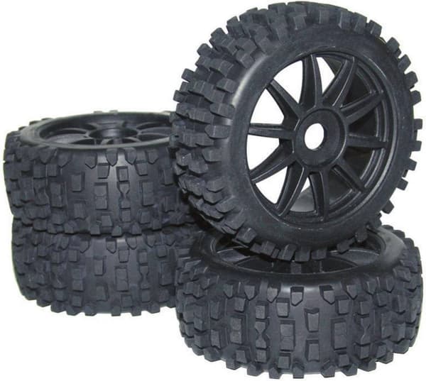 Reely 1:8 Buggy Complete pyörät Big Core 10-puolainen Musta 4 kpl
