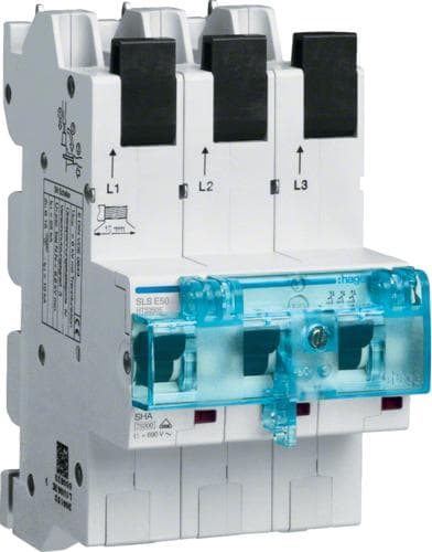 Hager HTS350E. Antal stænger: 3P. AC-indgangsspænding: 230-400 V, nominel strømudgang: 50 A (HTS350E)